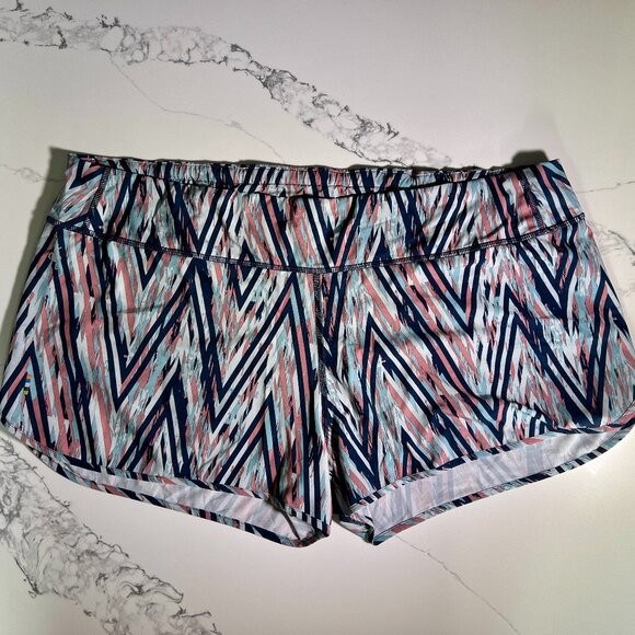 Smartwool - Merino Sport Lined Shorts - Navy/dusty rose/Light Blue - Size XL - Picture 1 of 14